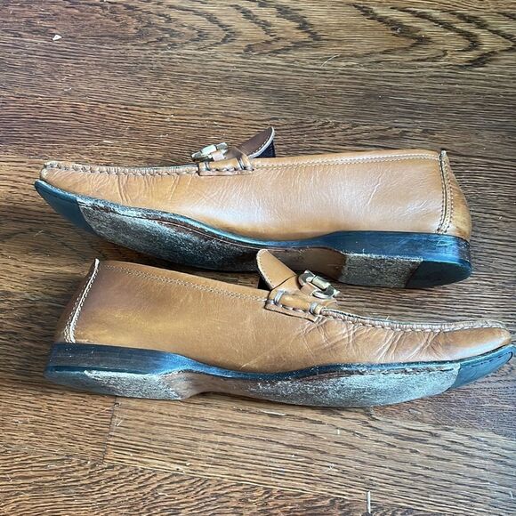 Salvatore Ferragamo “Paese” maple calf slip on loafers with gold detailing‎ main image 5